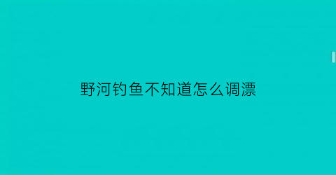 野河钓鱼不知道怎么调漂(野河调漂找底怎么调钓)