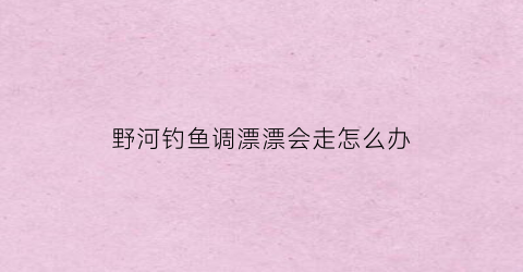 野河钓鱼调漂漂会走怎么办(野河里钓鱼调漂视频)