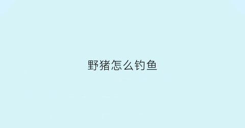 野猪怎么钓鱼(野猪用什么饵料诱惑)