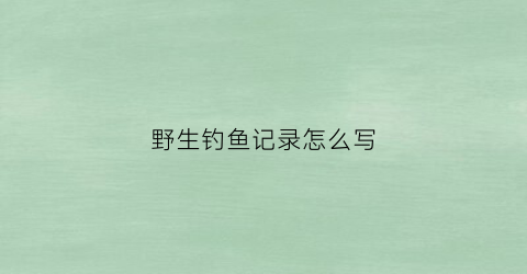 野生钓鱼记录怎么写(野生鱼钓法)