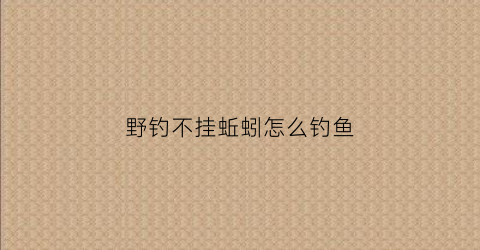 野钓不挂蚯蚓怎么钓鱼