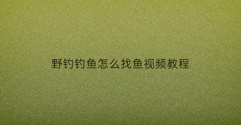 野钓钓鱼怎么找鱼视频教程(野钓钓鱼怎么找鱼视频教程下载)