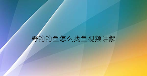 野钓钓鱼怎么找鱼视频讲解(野钓找位置)