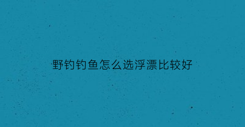 野钓钓鱼怎么选浮漂比较好(野钓漂怎么选择)