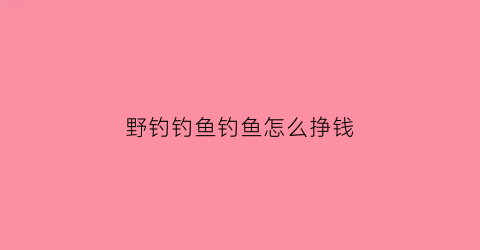 野钓钓鱼钓鱼怎么挣钱(钓鱼野钓教程)