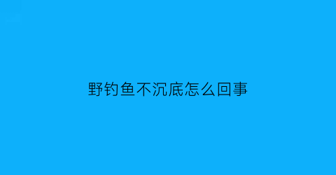 “野钓鱼不沉底怎么回事(野钓不灵不顿怎么调)