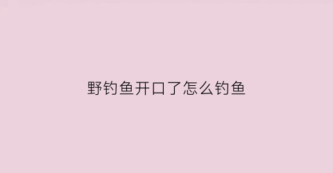 野钓鱼开口了怎么钓鱼(钓鱼鱼开口跟什么有关)