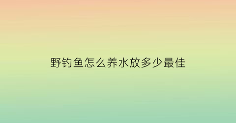 野钓鱼怎么养水放多少最佳(野钓水温多少合适)