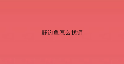 野钓鱼怎么找饵(野钓找鱼6个技巧助您找到鱼窝)