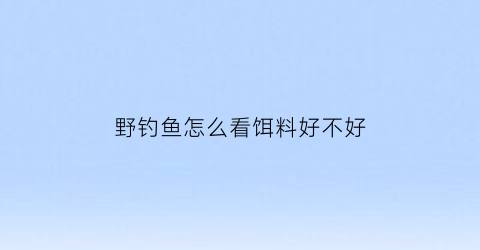 野钓鱼怎么看饵料好不好(野钓怎么看哪个位置有鱼)