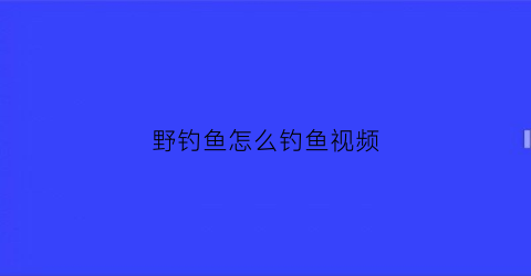 “野钓鱼怎么钓鱼视频(野钓鱼怎么钓鱼视频讲解)