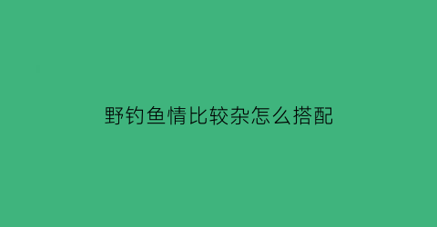 野钓鱼情比较杂怎么搭配(野钓野钓)