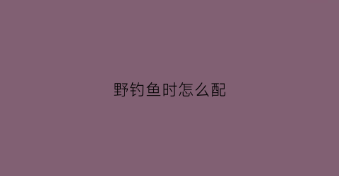 野钓鱼时怎么配(野钓怎么配线组)