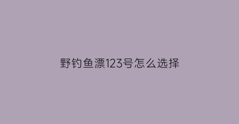 “野钓鱼漂123号怎么选择(鱼漂123号是什么意思怎么选漂)