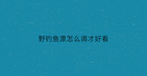 野钓鱼漂怎么调才好看(钓鱼高手野钓调漂方法)