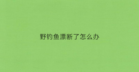 野钓鱼漂断了怎么办(鱼漂段了怎么修)