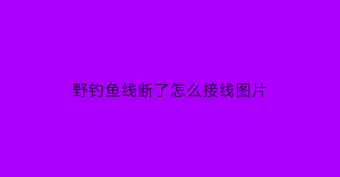 野钓鱼线断了怎么接线图片(野钓鱼线断了怎么接线图片视频)