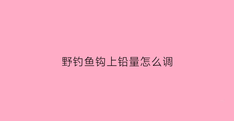 野钓鱼钩上铅量怎么调(上钩挂铅)