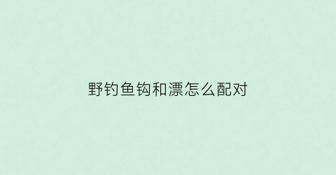 野钓鱼钩和漂怎么配对(鱼钩和鱼漂怎么配)