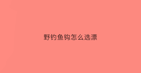 野钓鱼钩怎么选漂(野钓钩型选择)