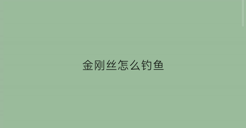 金刚丝怎么钓鱼(金刚丝怎么钓鱼最好)