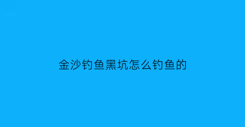 金沙钓鱼黑坑怎么钓鱼的