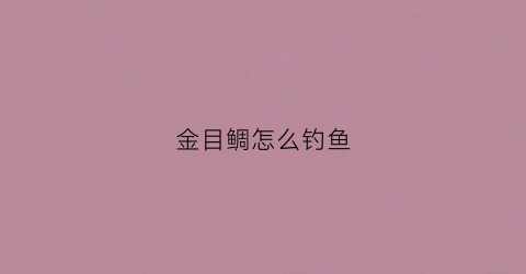 金目鲷怎么钓鱼(金目鲷怎么钓鱼最好)