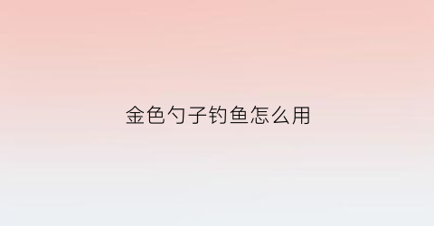 金色勺子钓鱼怎么用(金色勺子钓鱼怎么用的)