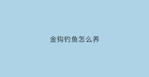 金钩钓鱼怎么养(金钩钓鱼怎么养活)