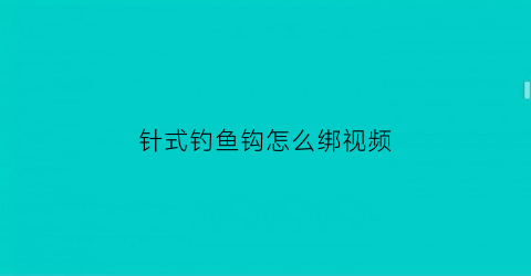 针式钓鱼钩怎么绑视频(用针钓鱼怎么绑)