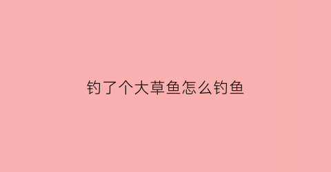 钓了个大草鱼怎么钓鱼(钓到大草鱼怎么溜才不会断线)