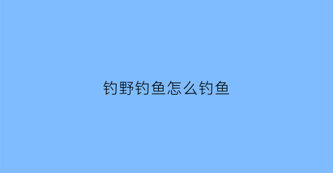 钓野钓鱼怎么钓鱼(野钓方法初学者)