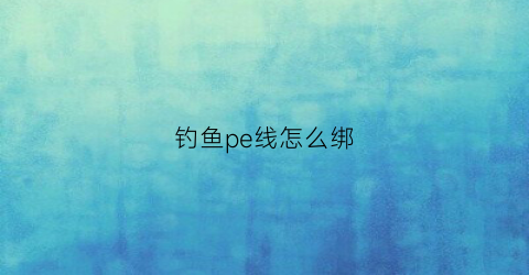 钓鱼pe线怎么绑(钓鱼pe线是指什么线)