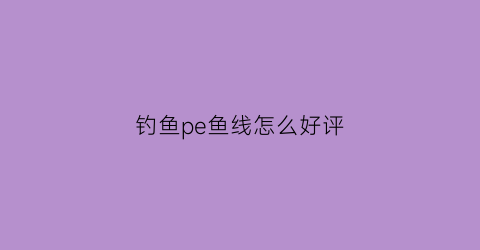 钓鱼pe鱼线怎么好评(钓鱼线好评怎么写)