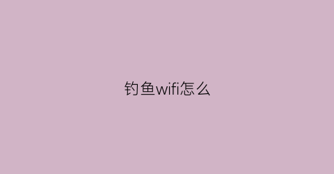 钓鱼wifi怎么(钓鱼wifi怎么控制别人手机)