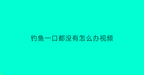钓鱼一口都没有怎么办视频(钓鱼没口了是什么意思)