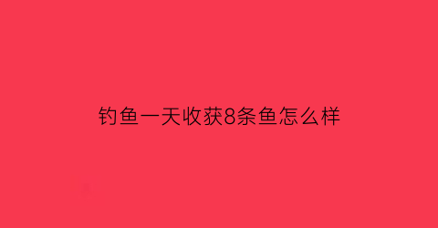 钓鱼一天收获8条鱼怎么样(1天钓鱼钓1000斤的专家)