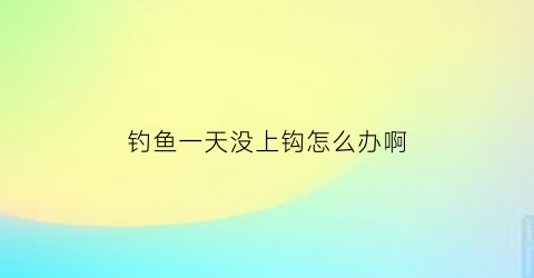 “钓鱼一天没上钩怎么办啊(野钓一天都没鱼口)