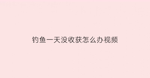 钓鱼一天没收获怎么办视频(钓一天鱼啥都没钓到)