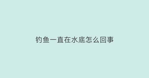 钓鱼一直在水底怎么回事(钓鱼钓在水底是什么状态)