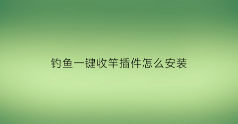 钓鱼一键收竿插件怎么安装(钓鱼自动收杆)