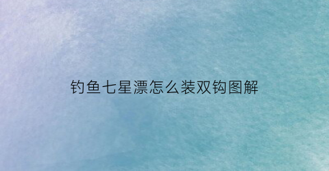 钓鱼七星漂怎么装双钩图解(钓鱼七星漂怎么装双钩图解说明)