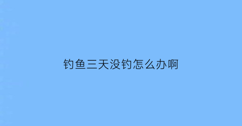 钓鱼三天没钓怎么办啊(钓鱼三天没钓怎么办啊图片)