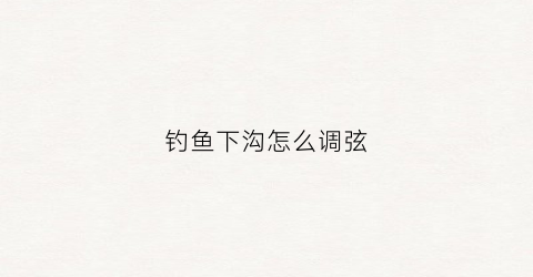 钓鱼下沟怎么调弦(钓鱼沟底了怎么办)