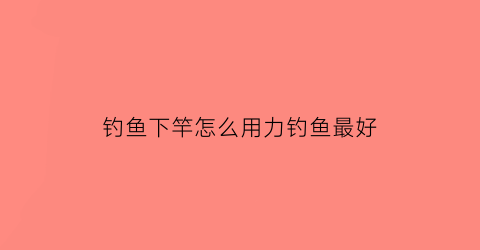 钓鱼下竿怎么用力钓鱼最好(钓到鱼后杆子为什么下压)