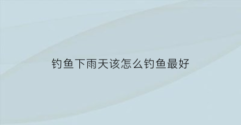 钓鱼下雨天该怎么钓鱼最好