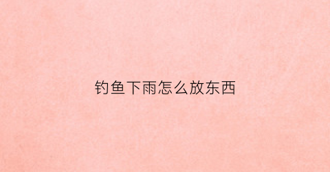 钓鱼下雨怎么放东西(要下雨钓鱼)