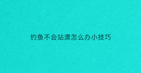 “钓鱼不会站漂怎么办小技巧(钓鱼不会站漂怎么办小技巧视频)