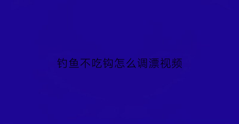钓鱼不吃钩怎么调漂视频(钓鱼鱼不吃钩怎么回事)