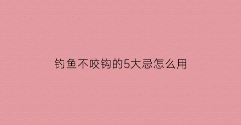 钓鱼不咬钩的5大忌怎么用(钓鱼不咬钩的5大忌怎么用视频)